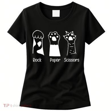 Rock Paper Scissors Funny Cat Paws Cute Kitten Lover Cats Women's T-Shirt