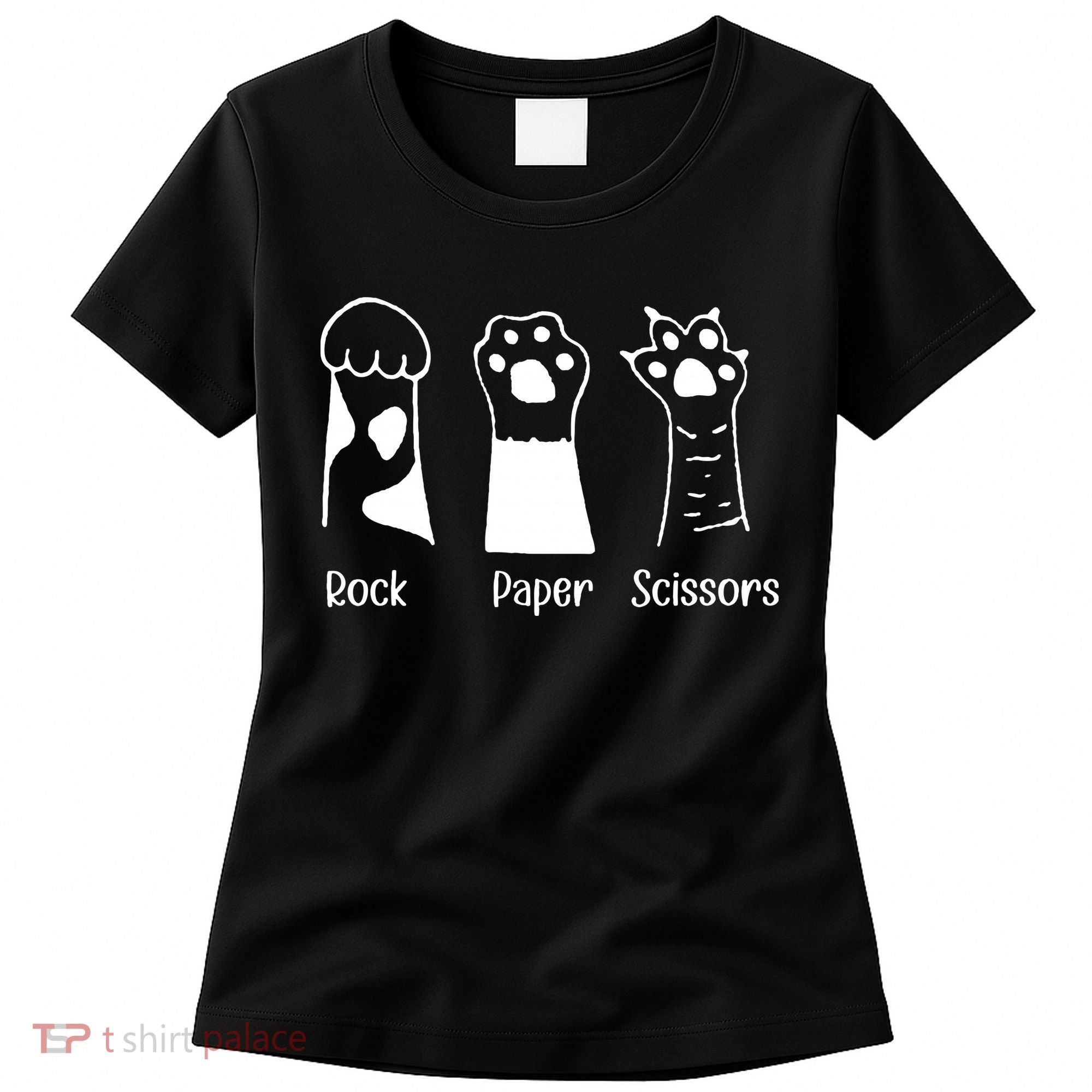Rock Paper Scissors Funny Cat Paws Cute Kitten Lover Cats Women's T-Shirt
