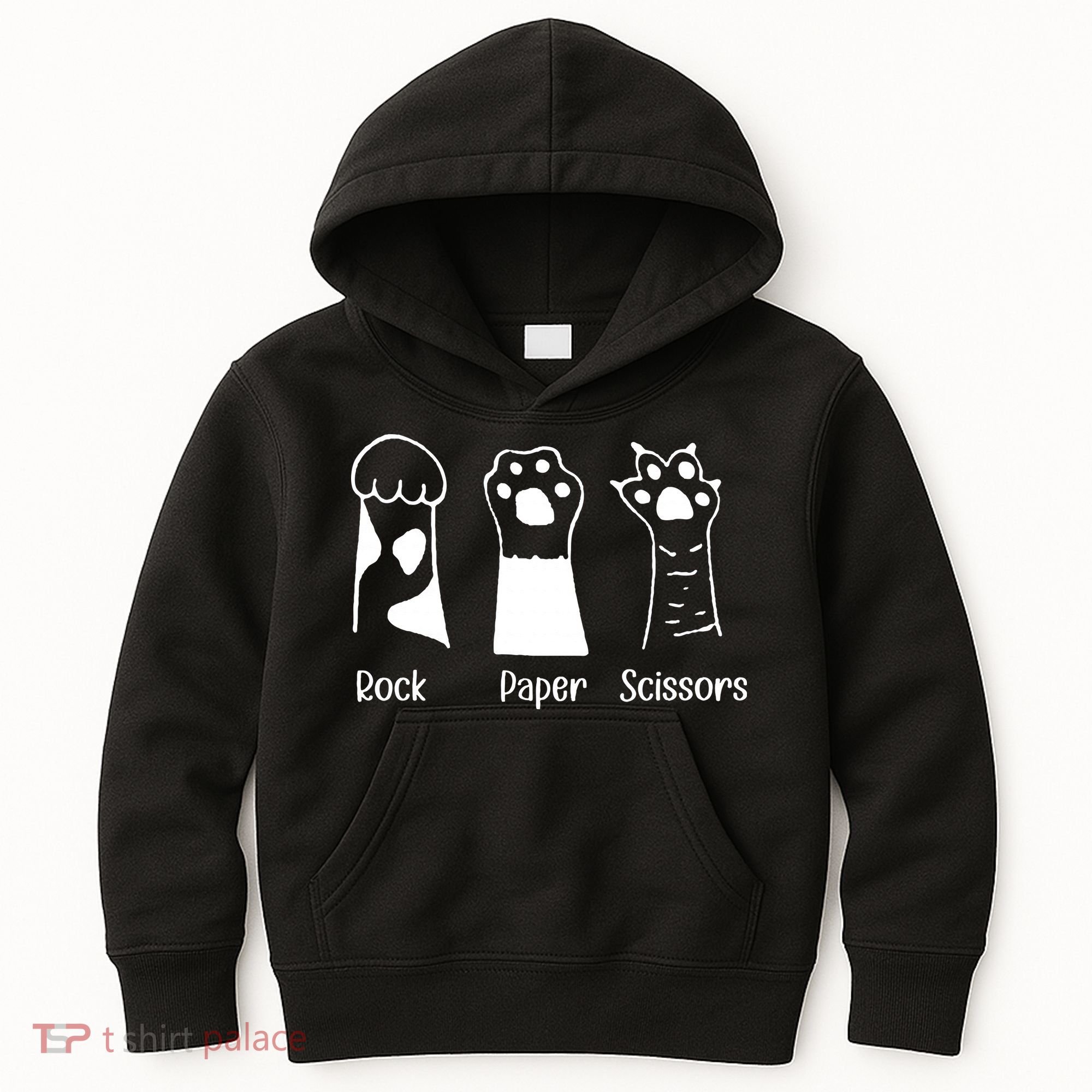Rock Paper Scissors Funny Cat Paws Cute Kitten Lover Cats Kids Hoodie