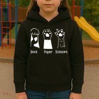Rock Paper Scissors Funny Cat Paws Cute Kitten Lover Cats Kids Hoodie thumb 3