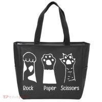 Rock Paper Scissors Funny Cat Paws Cute Kitten Lover Cats Tote Bag thumb 0