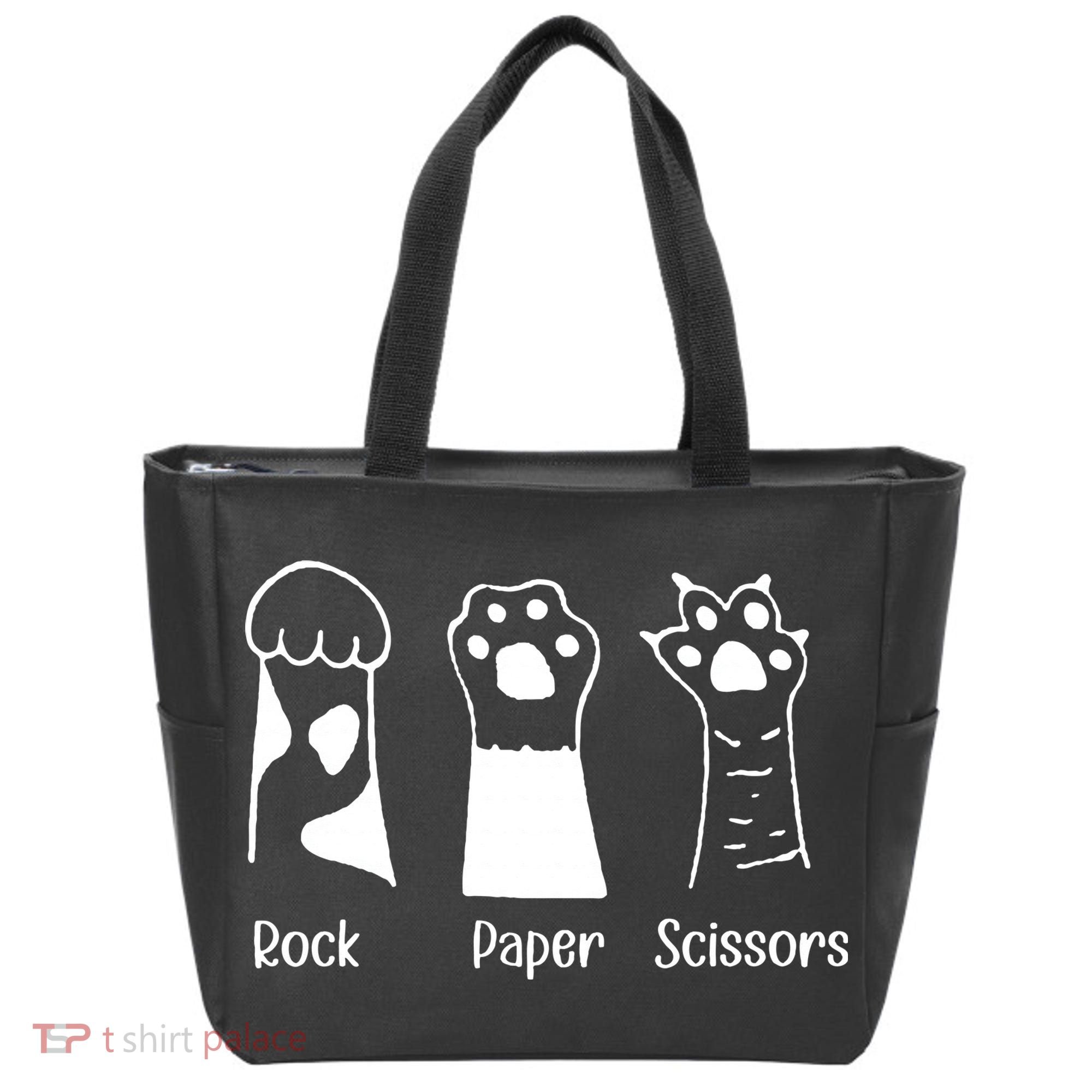 Rock Paper Scissors Funny Cat Paws Cute Kitten Lover Cats Tote Bag