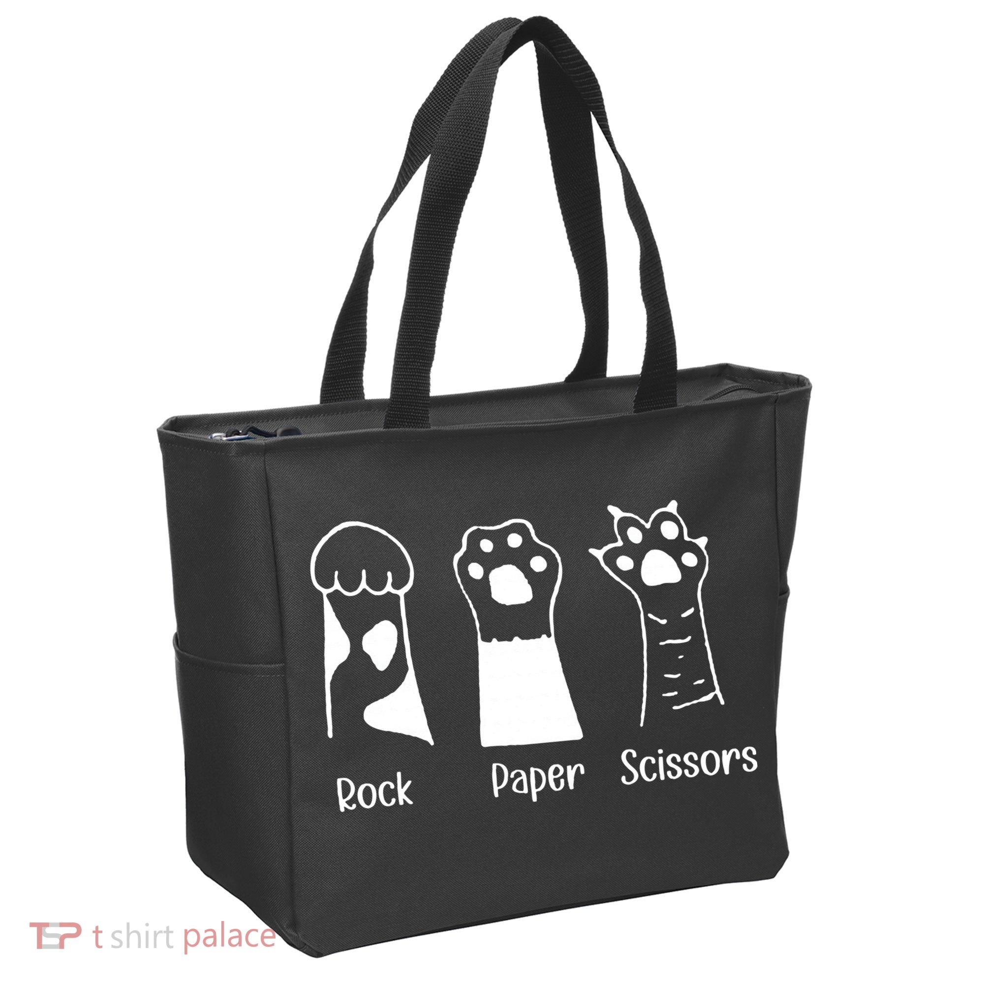 Rock Paper Scissors Funny Cat Paws Cute Kitten Lover Cats Tote Bag