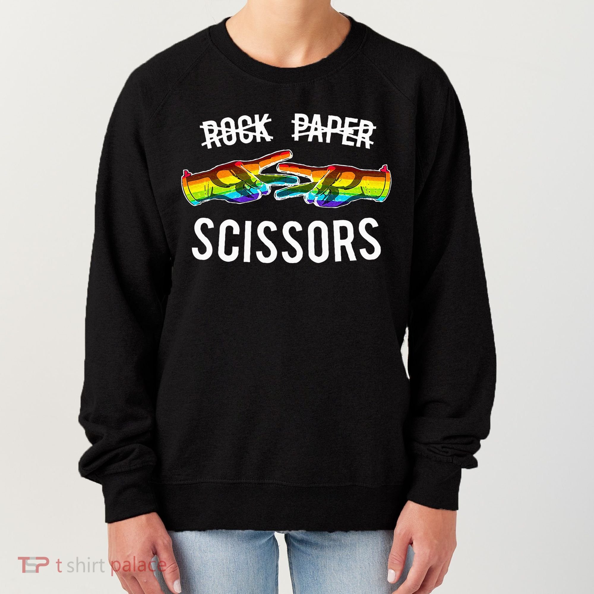 Rock Paper Scissors Lesbian Pride Rainbow Lgbt Women's Sweatshirt