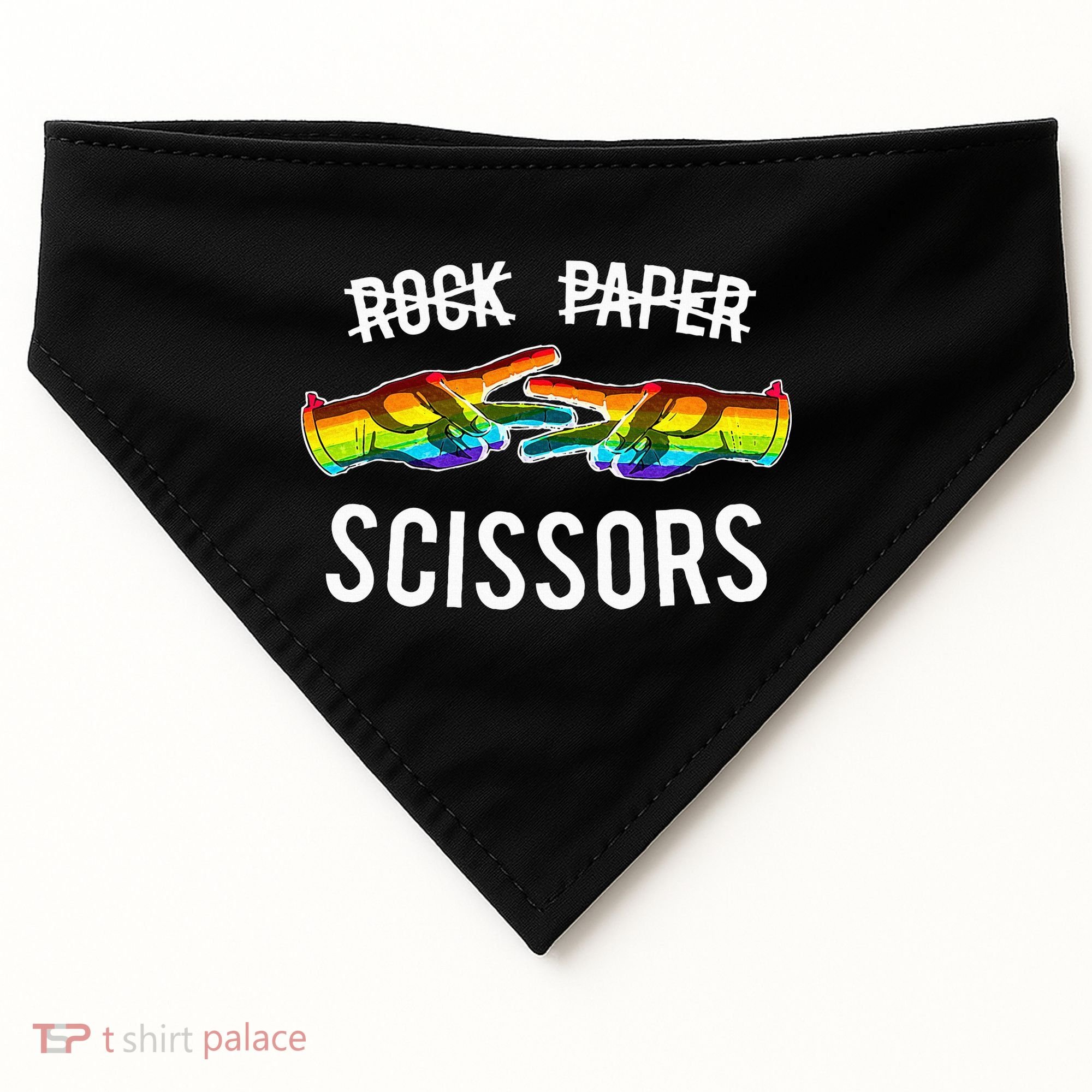 Rock Paper Scissors Lesbian Pride Rainbow Lgbt USA-Made Doggie Bandana