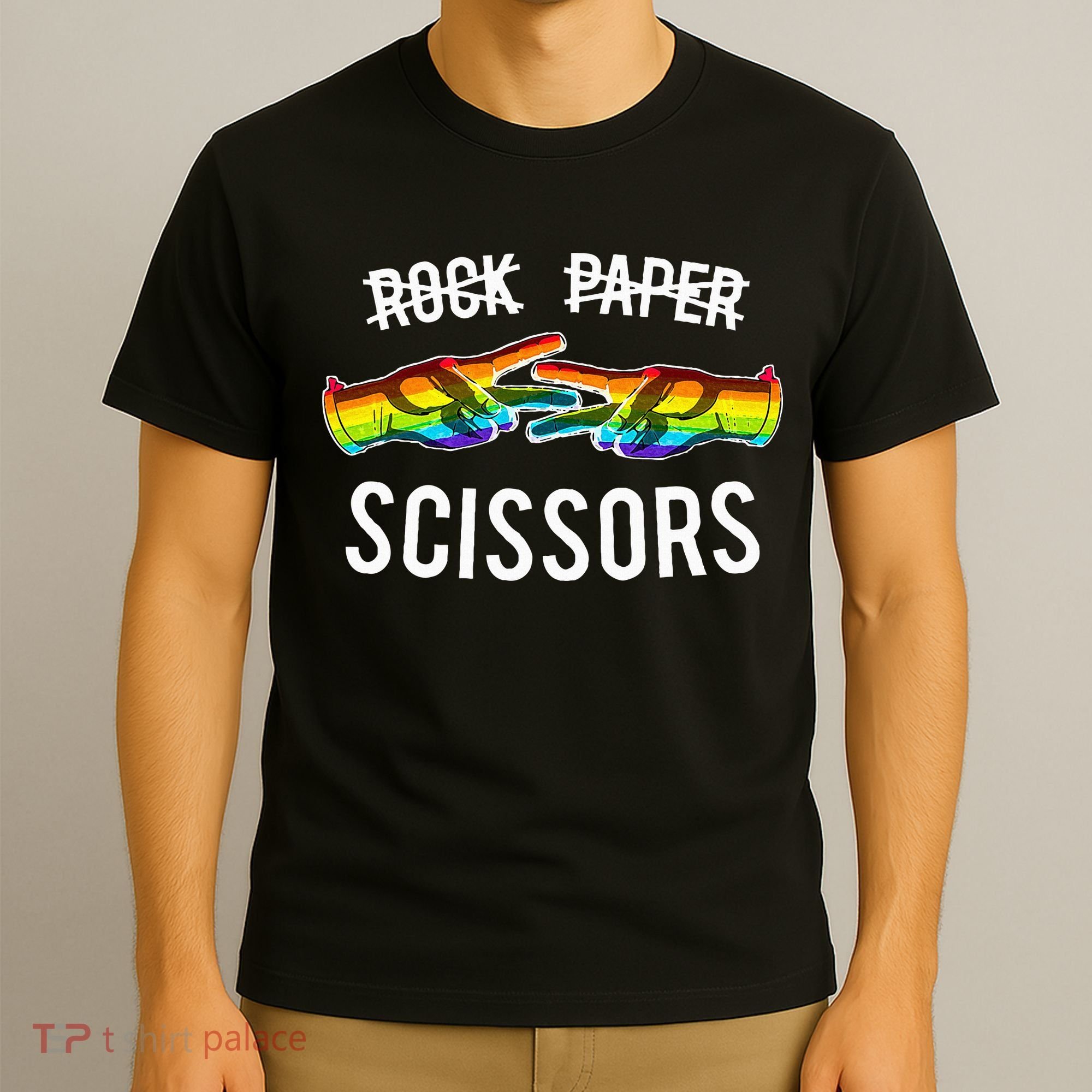 Rock Paper Scissors Lesbian Pride Rainbow Lgbt T-Shirt
