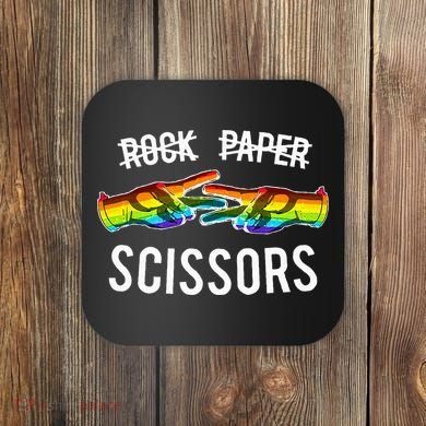 Rock Paper Scissors Lesbian Pride Rainbow Lgbt Coaster