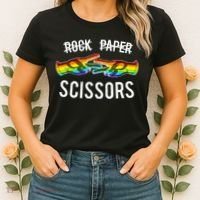 Rock Paper Scissors Lesbian Pride Rainbow Lgbt Women's T-Shirt thumb 2