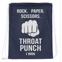 ROCK PAPER SCISSORS THROAT PUNCH Drawstring Bag thumb 0