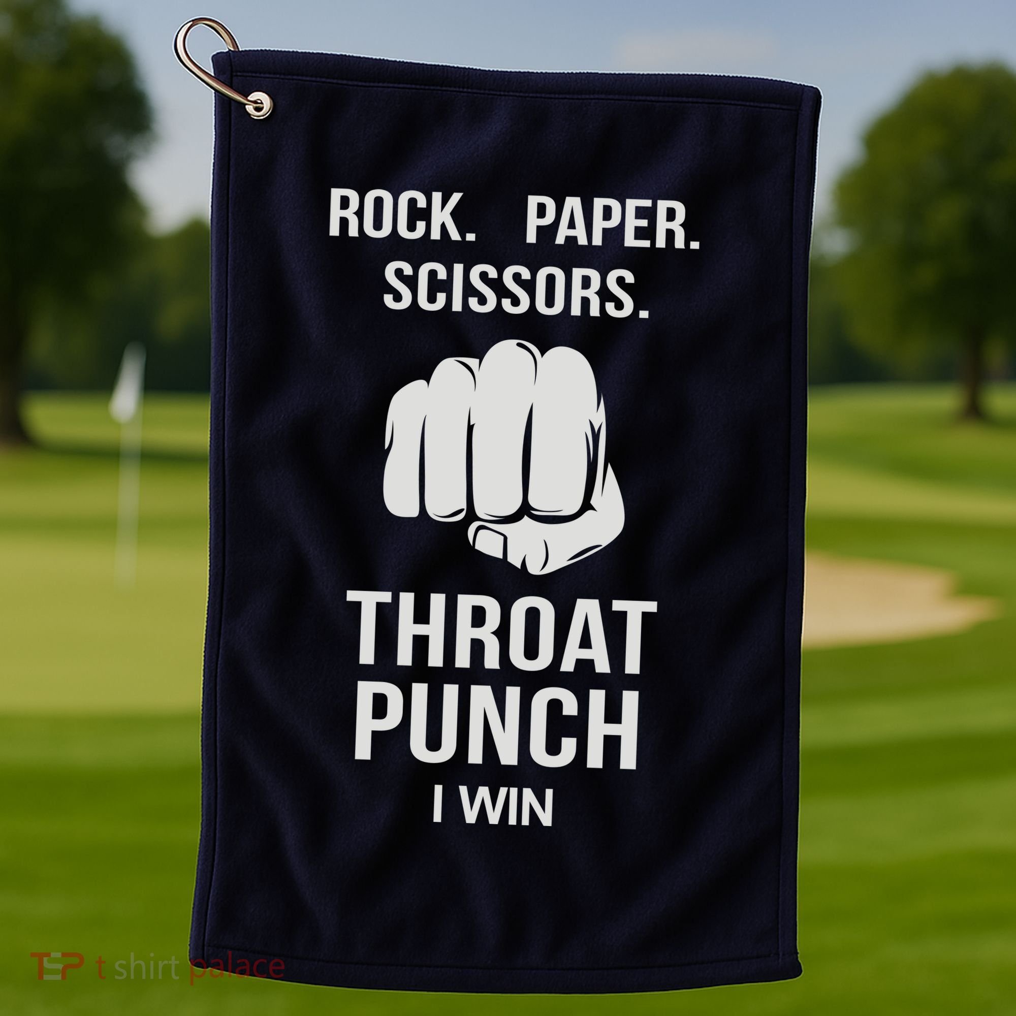 ROCK PAPER SCISSORS THROAT PUNCH Golf Towel