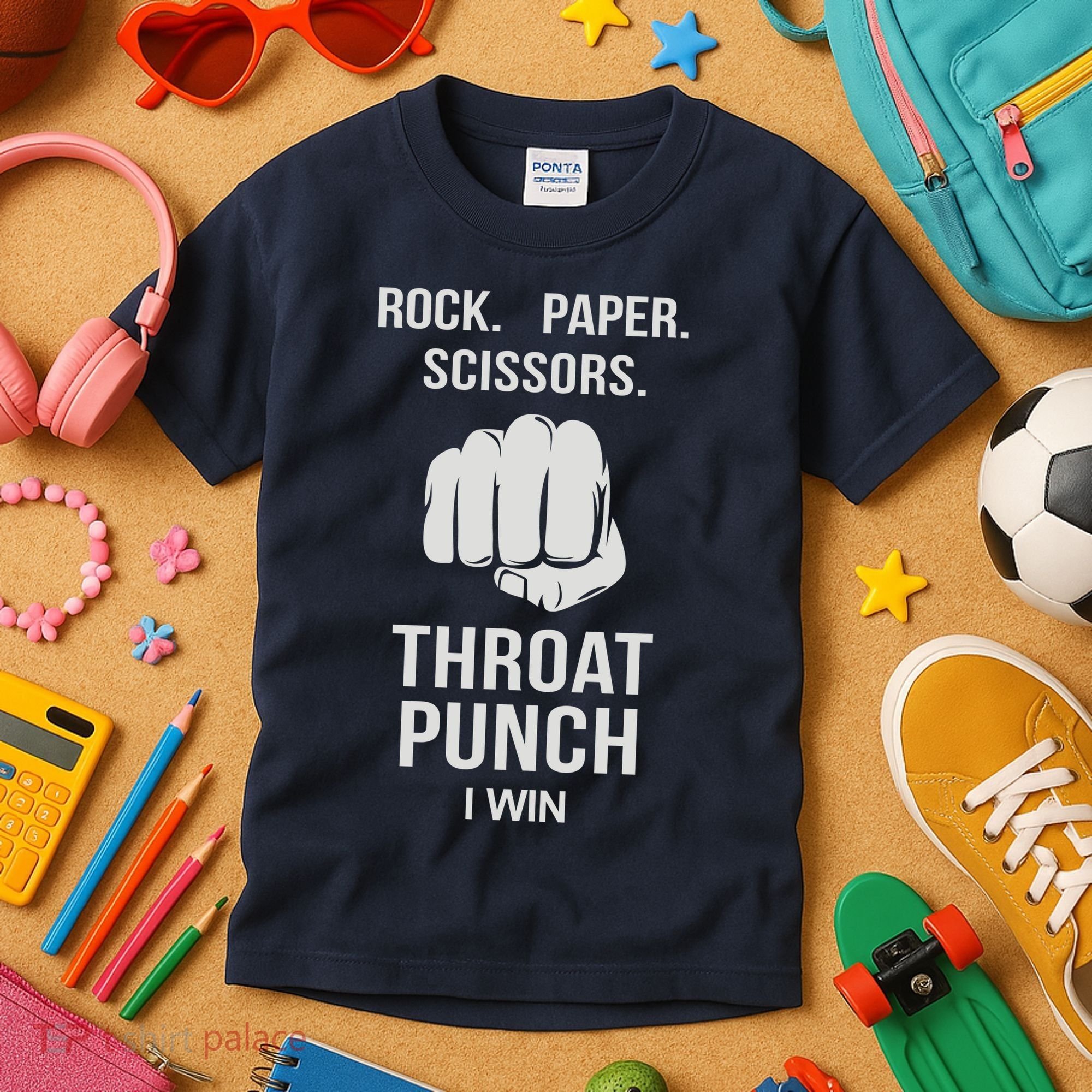 ROCK PAPER SCISSORS THROAT PUNCH Kids T-Shirt