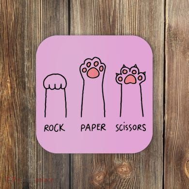 Rock Paper Scissors Cat Paws Coaster