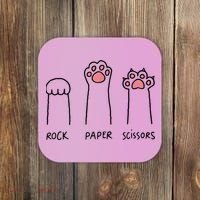 Rock Paper Scissors Cat Paws Coaster thumb 0