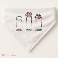 Rock Paper Scissors Cat Paws USA-Made Doggie Bandana thumb 0