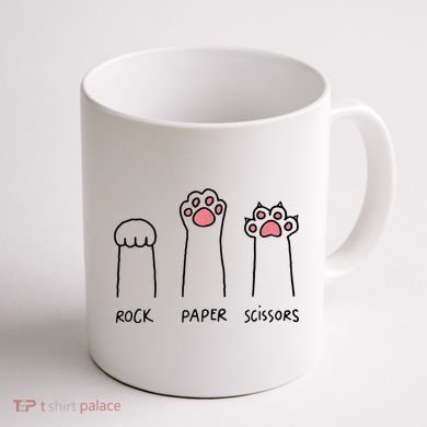 Rock Paper Scissors Cat Paws Coffee Mug back