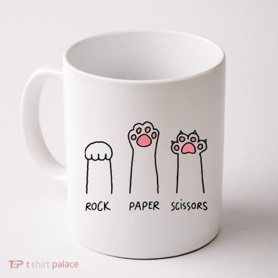 Rock Paper Scissors Cat Paws Coffee Mug