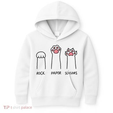 Rock Paper Scissors Cat Paws Kids Hoodie