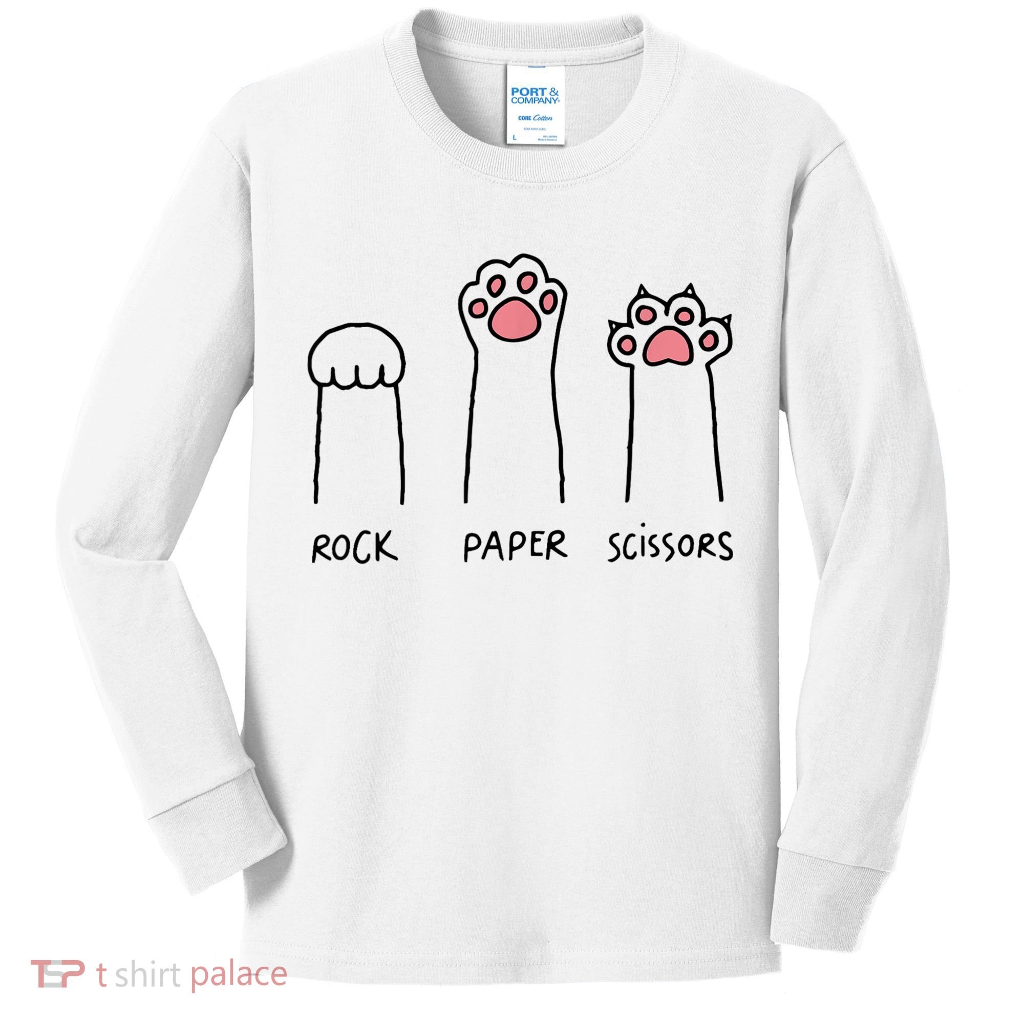 Rock Paper Scissors Cat Paws Kids Long Sleeve Shirt