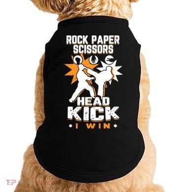 Rock Paper Scissors Headkick Win Funny Taekwondo Karate Gift Doggie Tank
