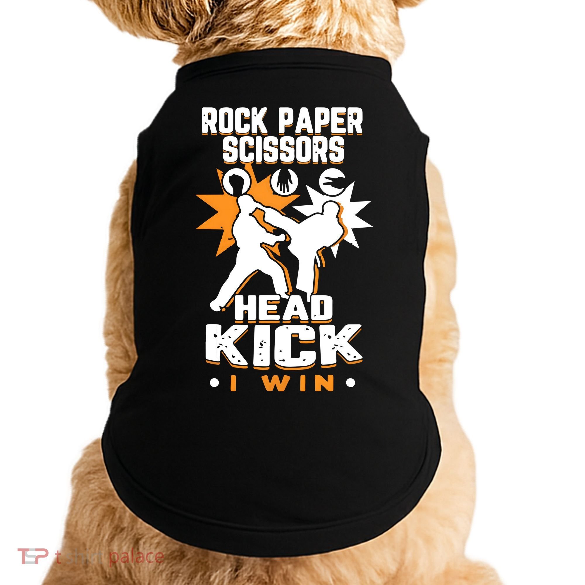 Rock Paper Scissors Headkick Win Funny Taekwondo Karate Gift Doggie Tank