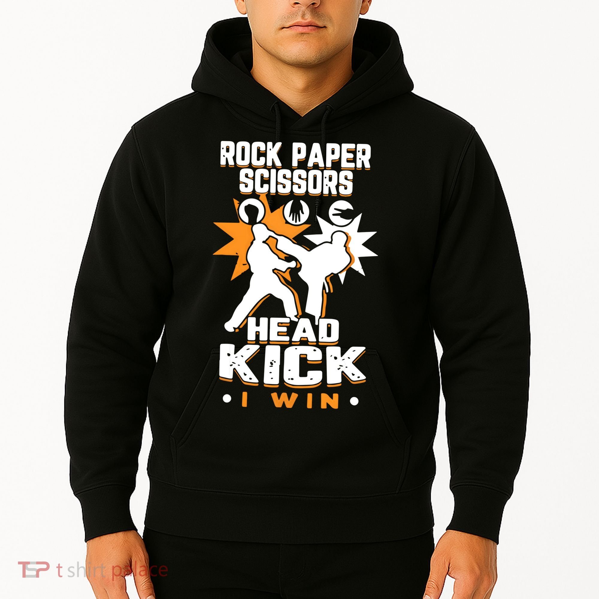 Rock Paper Scissors Headkick Win Funny Taekwondo Karate Gift Hoodie