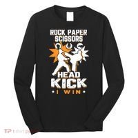 Rock Paper Scissors Headkick Win Funny Taekwondo Karate Gift Long Sleeve Shirt thumb 0