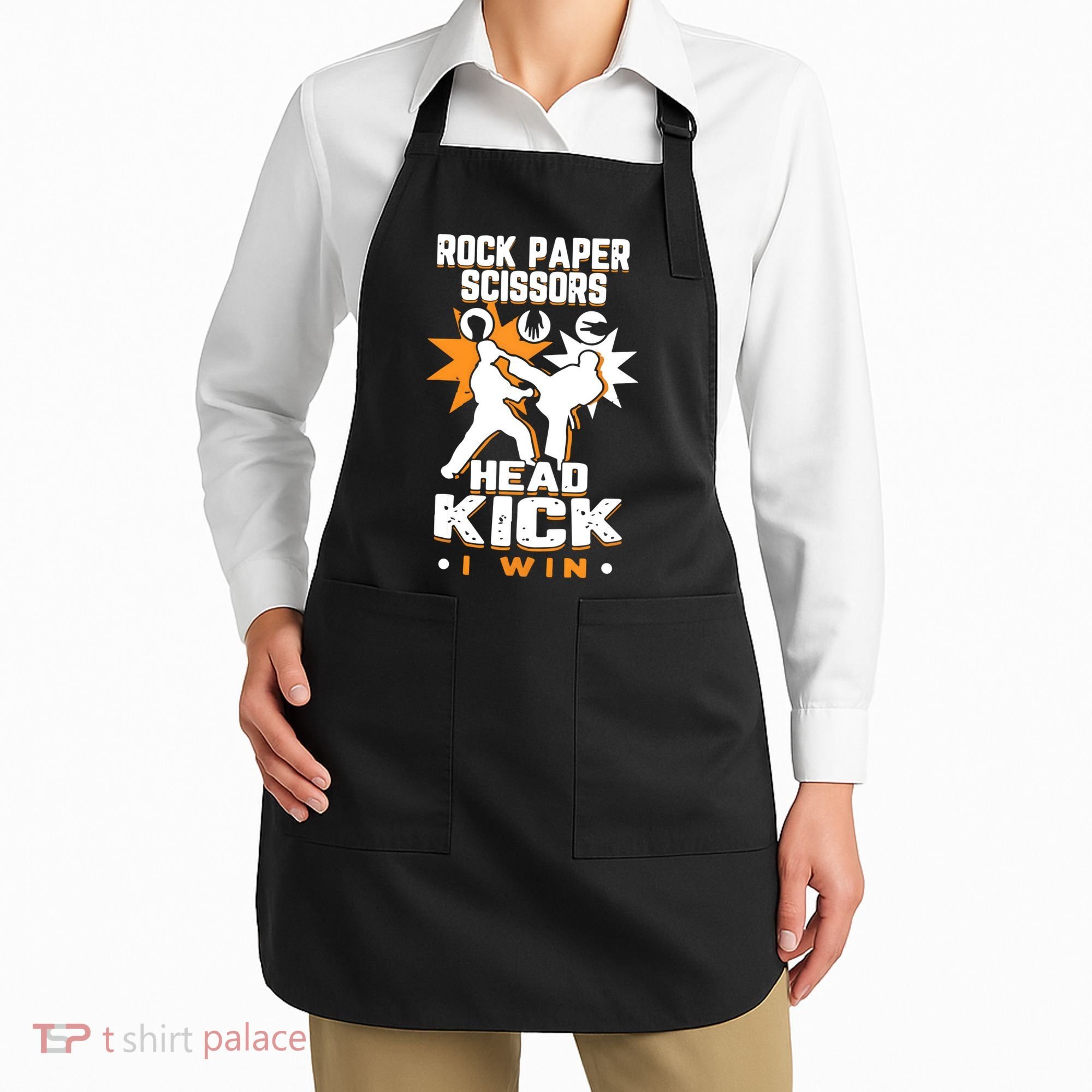 Rock Paper Scissors Headkick Win Funny Taekwondo Karate Gift Apron