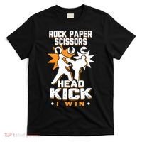 Rock Paper Scissors Headkick Win Funny Taekwondo Karate Gift T-Shirt thumb 0