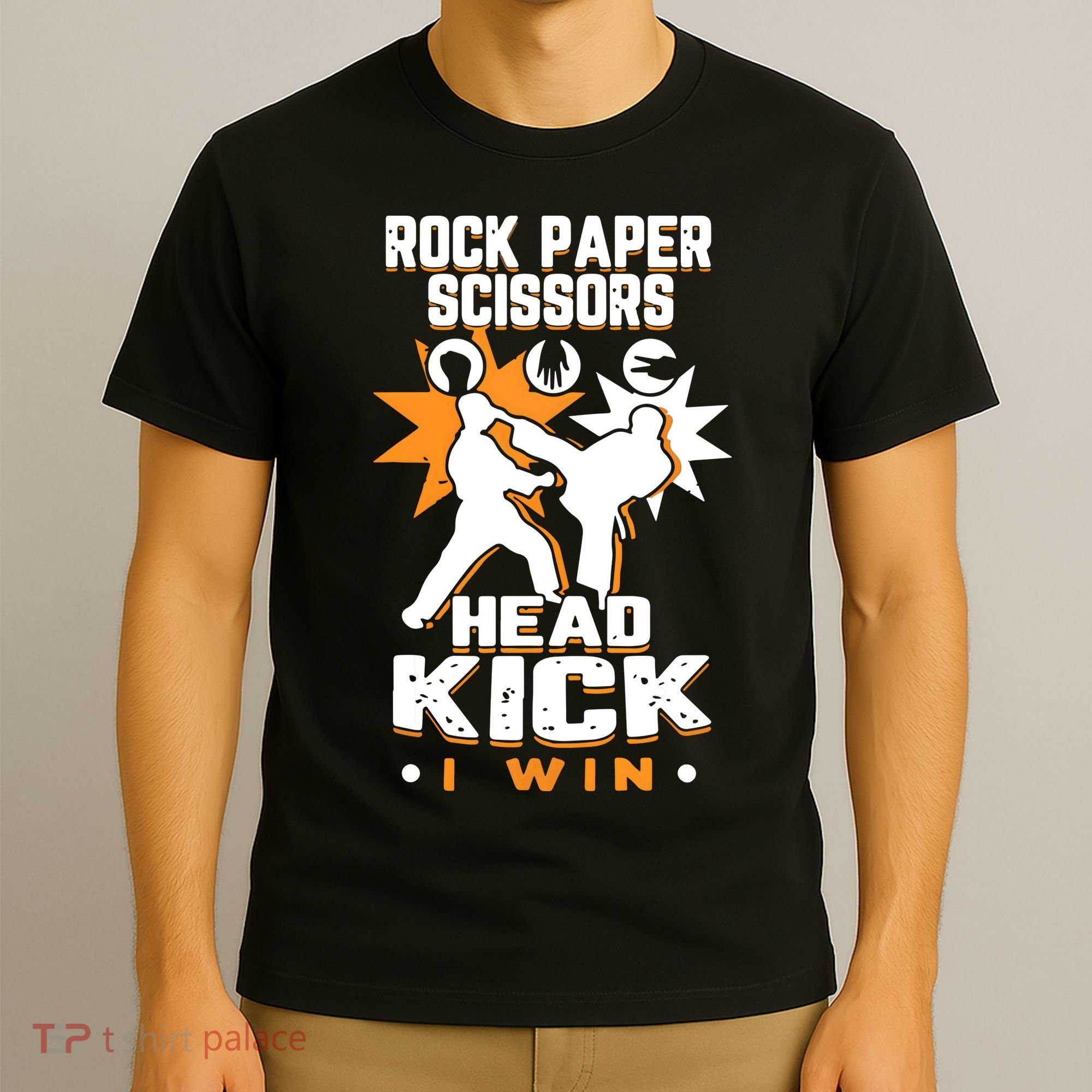 Rock Paper Scissors Headkick Win Funny Taekwondo Karate Gift T-Shirt