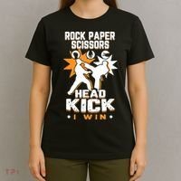 Rock Paper Scissors Headkick Win Funny Taekwondo Karate Gift T-Shirt thumb 4