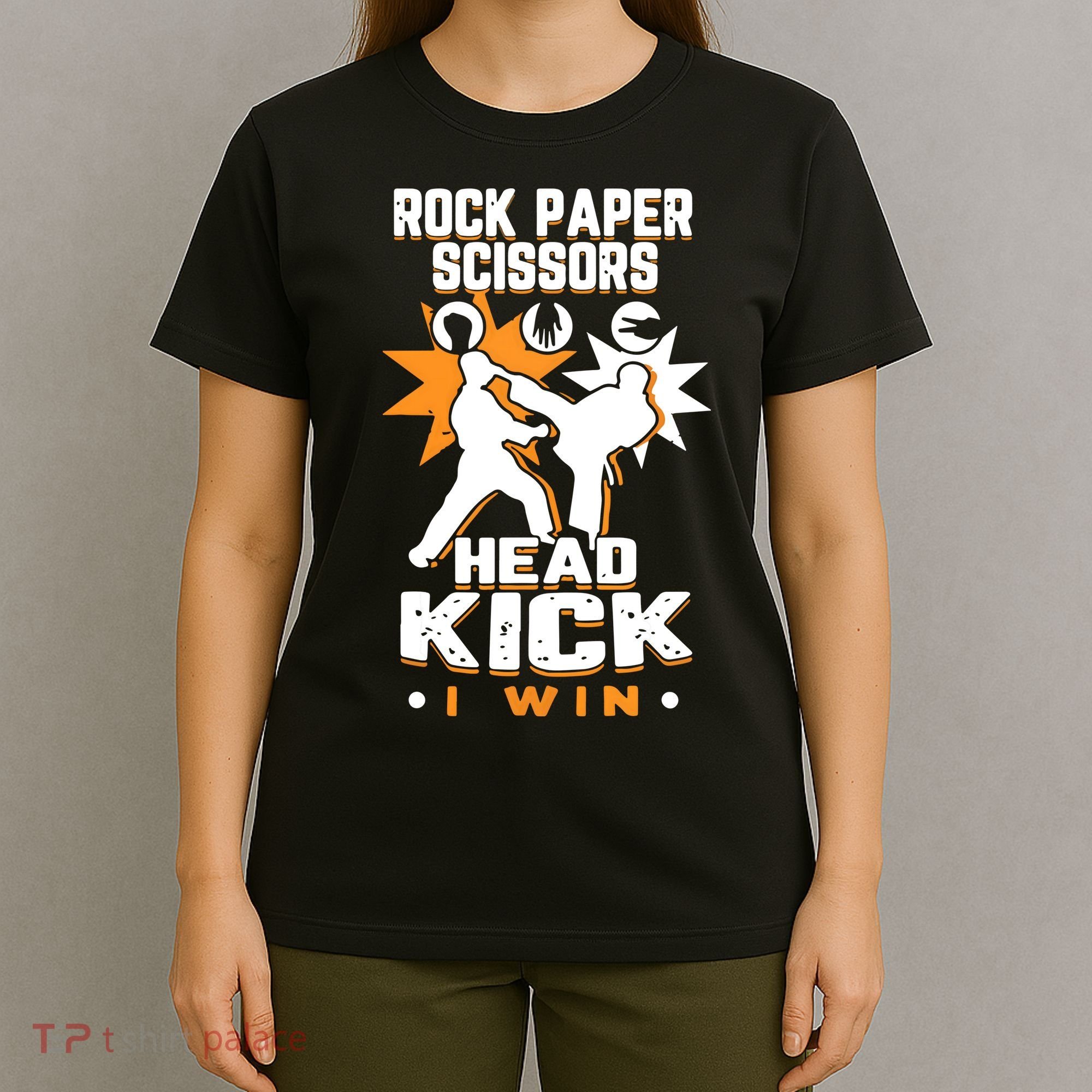 Rock Paper Scissors Headkick Win Funny Taekwondo Karate Gift T-Shirt