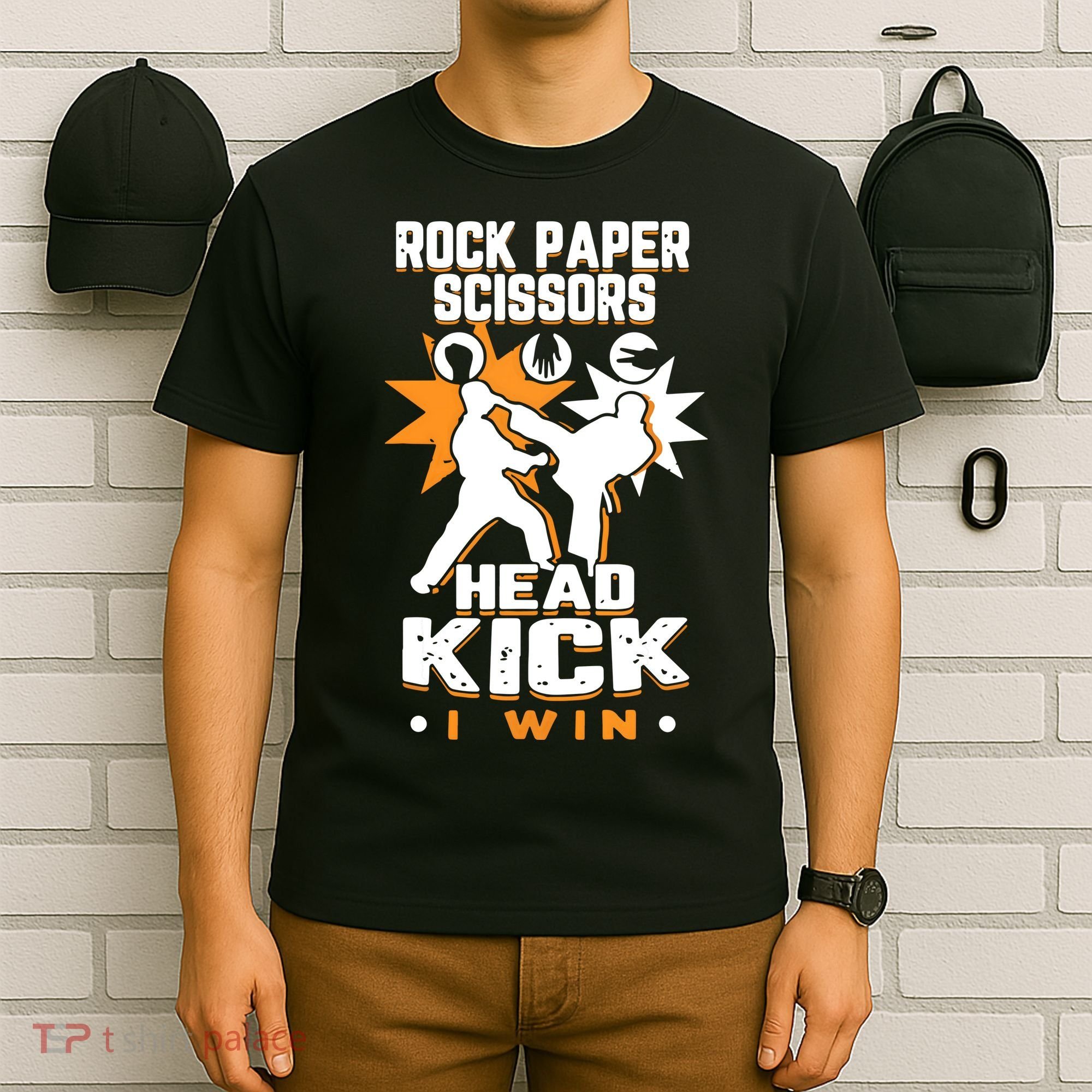 Rock Paper Scissors Headkick Win Funny Taekwondo Karate Gift T-Shirt