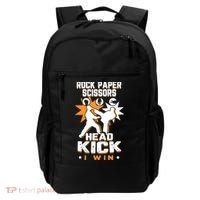 Rock Paper Scissors Headkick Win Funny Taekwondo Karate Gift Backpack thumb 0