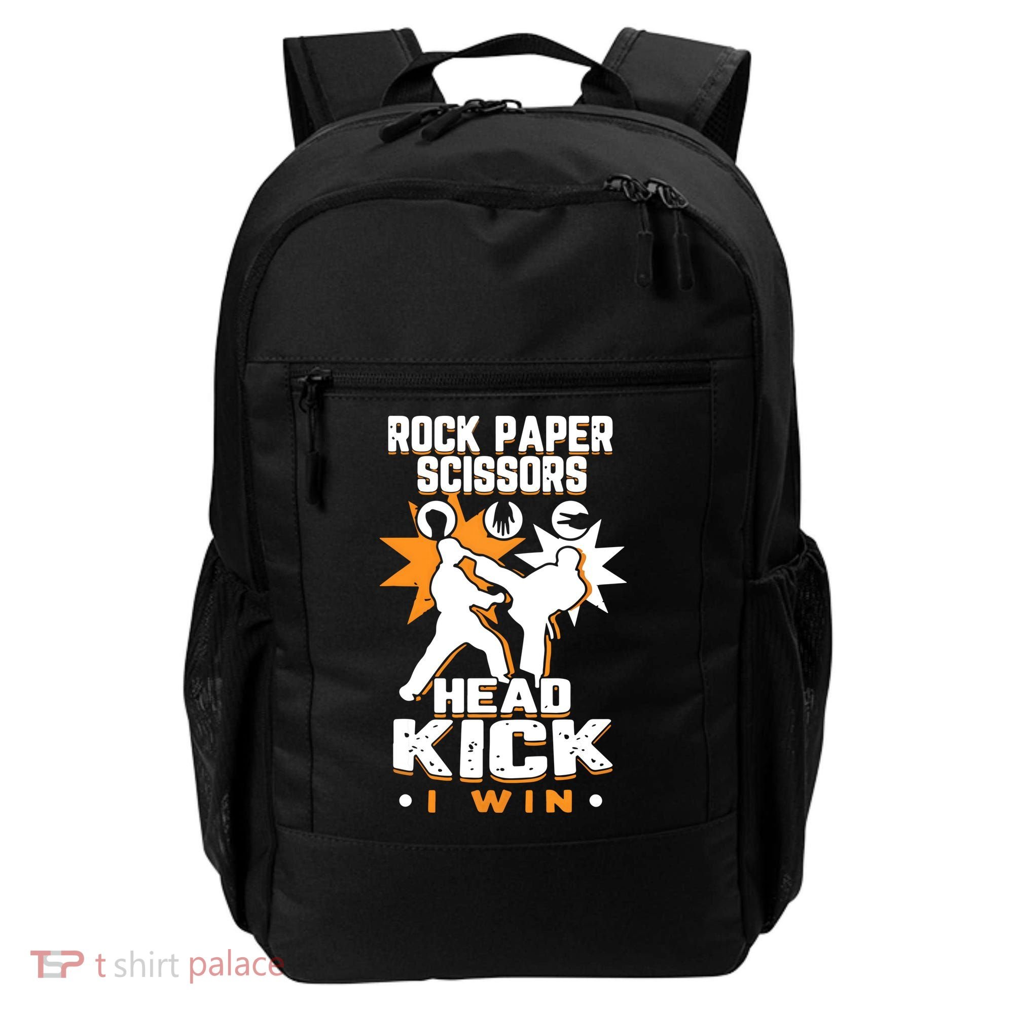 Rock Paper Scissors Headkick Win Funny Taekwondo Karate Gift Backpack