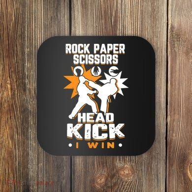 Rock Paper Scissors Headkick Win Funny Taekwondo Karate Gift Coaster