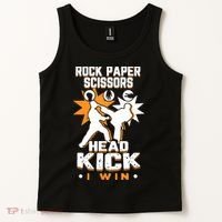 Rock Paper Scissors Headkick Win Funny Taekwondo Karate Gift Tank Top thumb 2