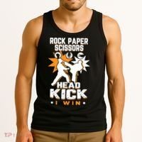 Rock Paper Scissors Headkick Win Funny Taekwondo Karate Gift Tank Top thumb 3