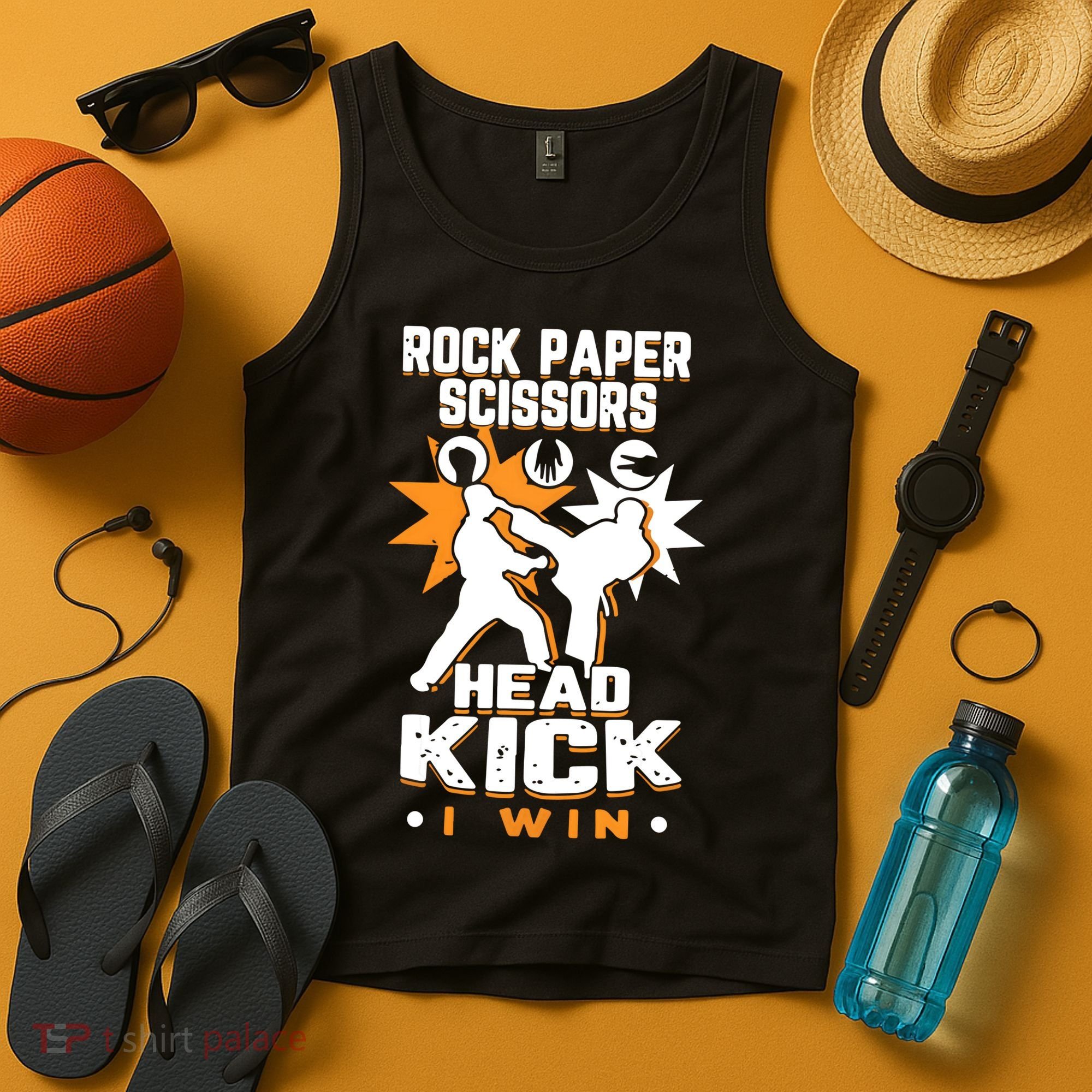 Rock Paper Scissors Headkick Win Funny Taekwondo Karate Gift Tank Top