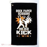 Rock Paper Scissors Headkick Win Funny Taekwondo Karate Gift Golf Towel thumb 0