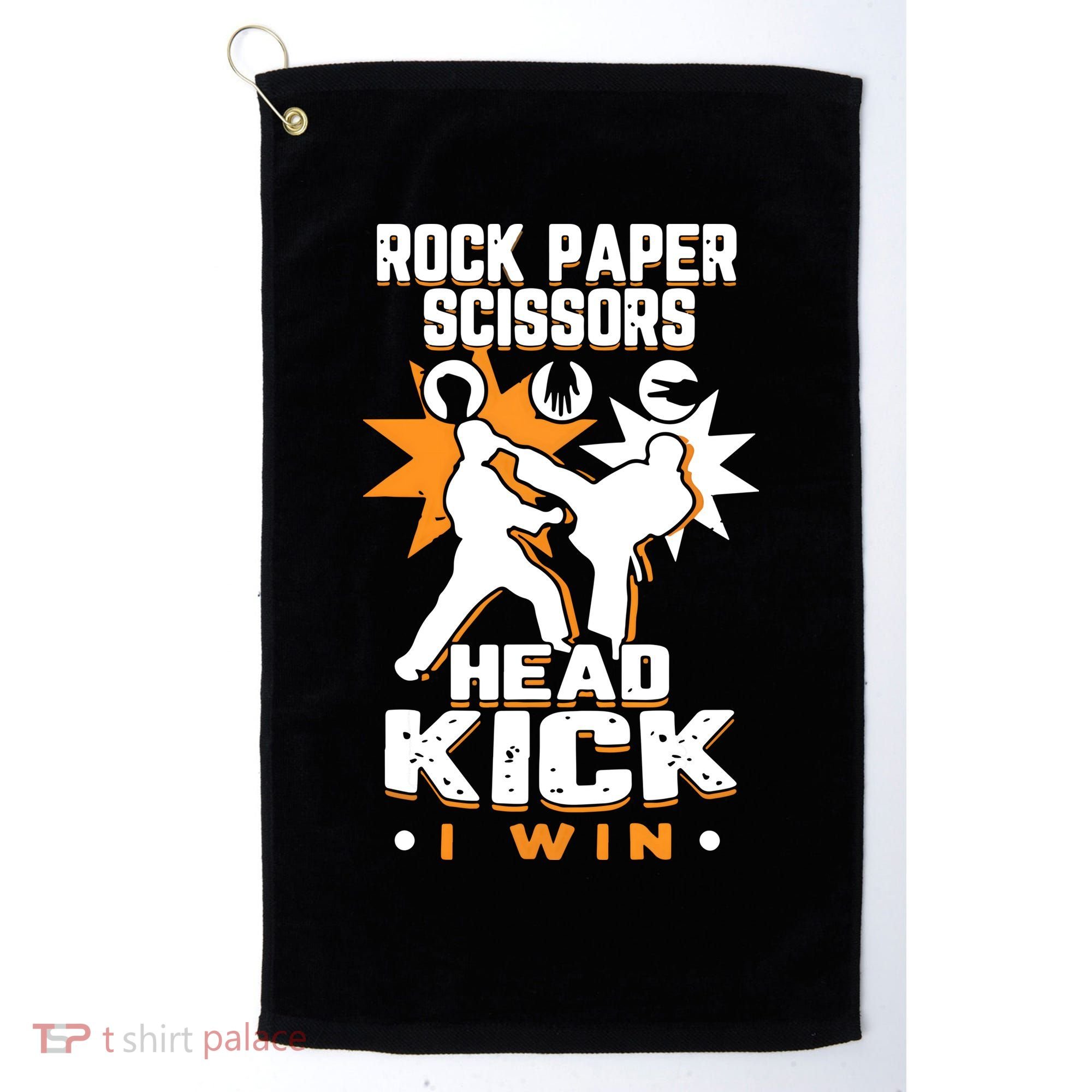 Rock Paper Scissors Headkick Win Funny Taekwondo Karate Gift Golf Towel