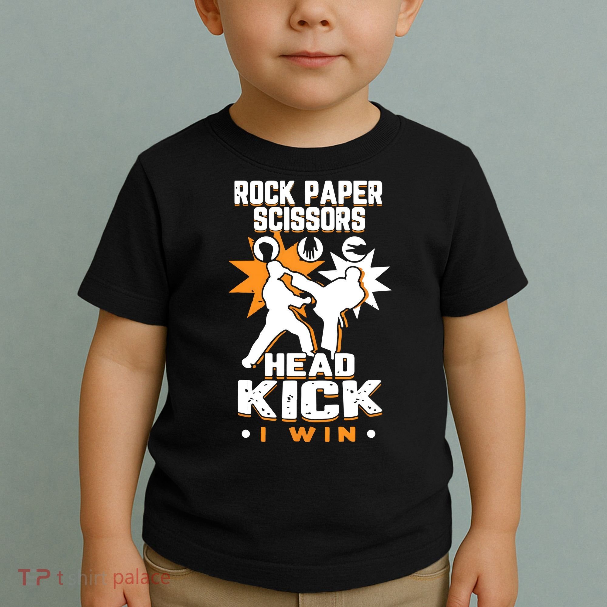 Rock Paper Scissors Headkick Win Funny Taekwondo Karate Gift Toddler T-Shirt