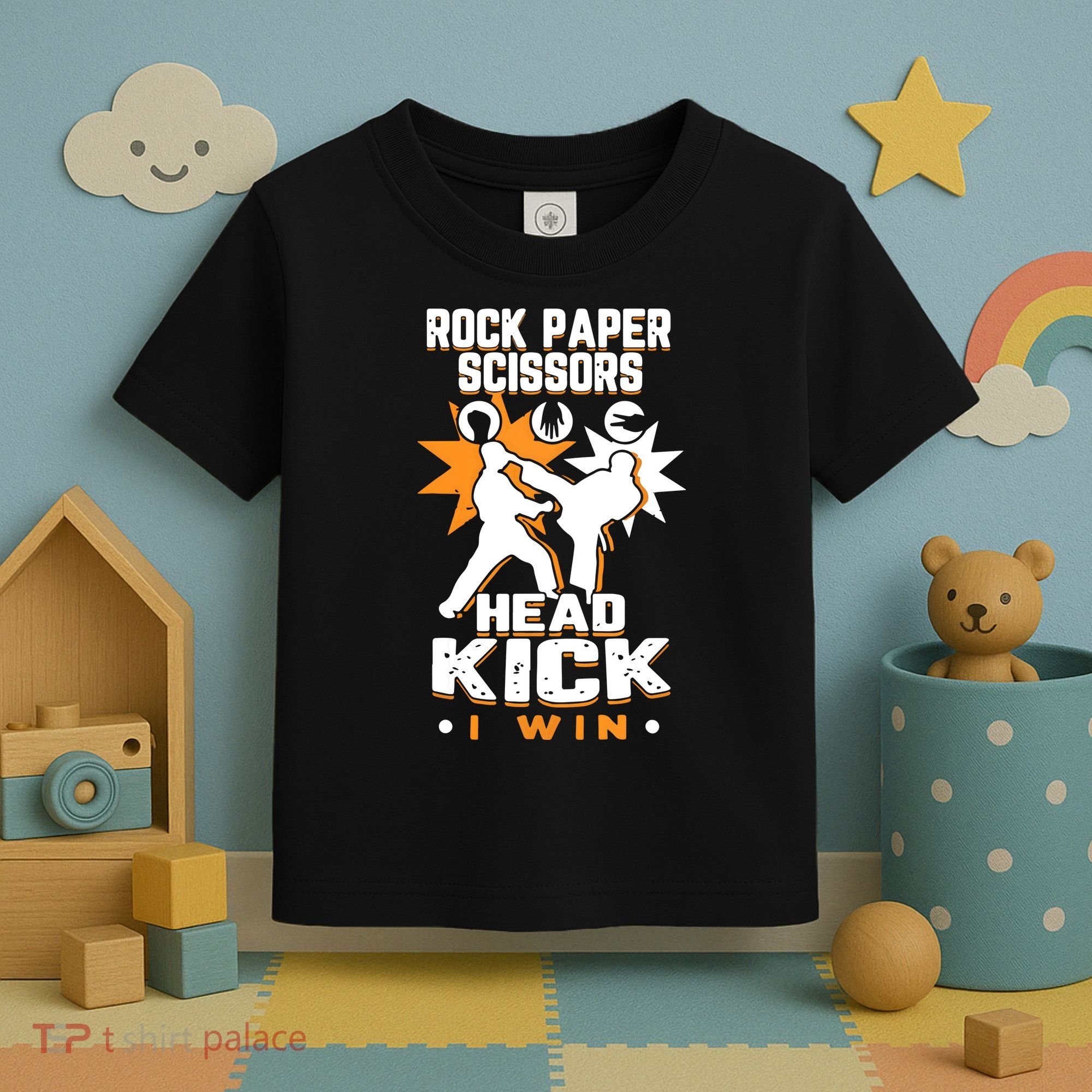 Rock Paper Scissors Headkick Win Funny Taekwondo Karate Gift Toddler T-Shirt