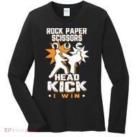 Rock Paper Scissors Headkick Win Funny Taekwondo Karate Gift Women's Long Sleeve Shirt thumb 0