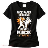 Rock Paper Scissors Headkick Win Funny Taekwondo Karate Gift Women's T-Shirt thumb 0