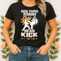 Rock Paper Scissors Headkick Win Funny Taekwondo Karate Gift Women's T-Shirt thumb 2