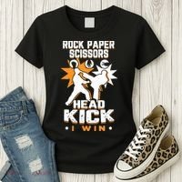 Rock Paper Scissors Headkick Win Funny Taekwondo Karate Gift Women's T-Shirt thumb 3