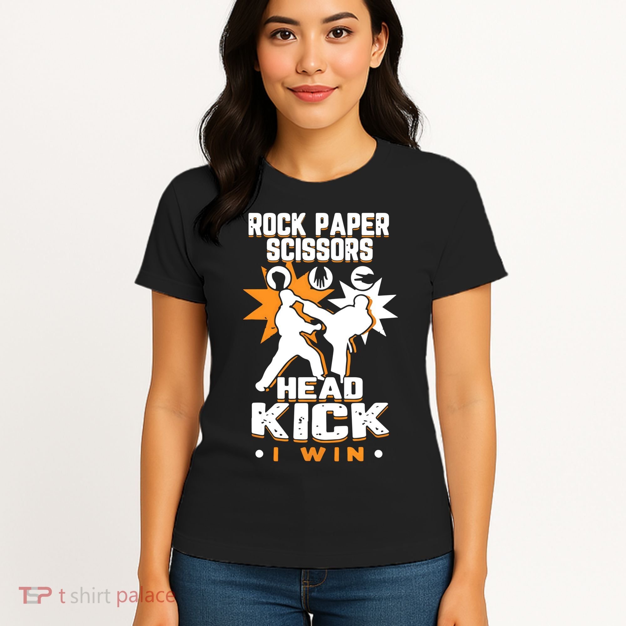 Rock Paper Scissors Headkick Win Funny Taekwondo Karate Gift Women's T-Shirt