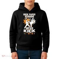 Rock Paper Scissors Headkick Win Funny Taekwondo Karate Gift Kids Hoodie thumb 4