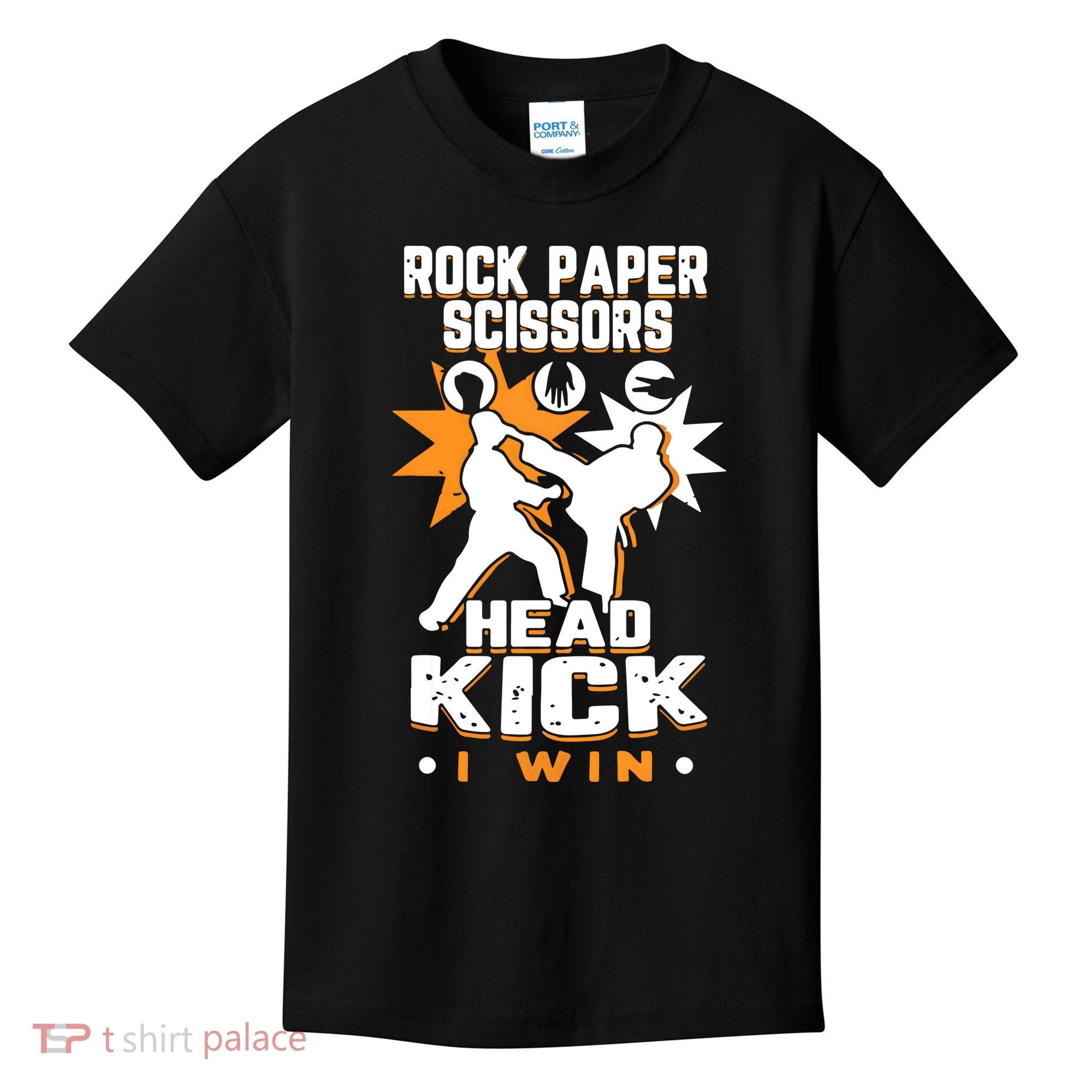 Rock Paper Scissors Headkick Win Funny Taekwondo Karate Gift Kids T-Shirt