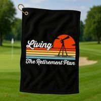 Retirement Plan Sky Observing Telescope Astronomy Fan Golf Towel thumb 1